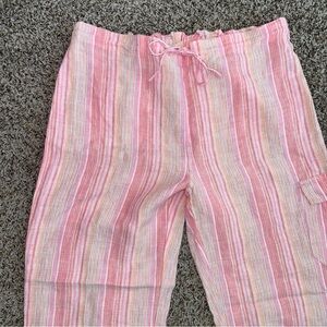 St. John’s Bay 100% Linen Pink Striped Pants
